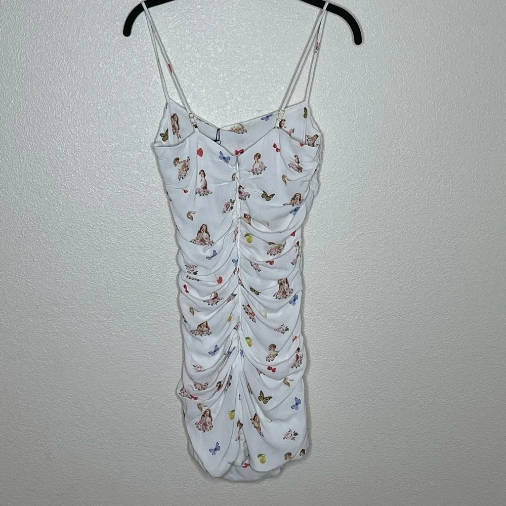 WeWoreWhat Ronnie Ruched Mini Dress Garden Ladies Print White S